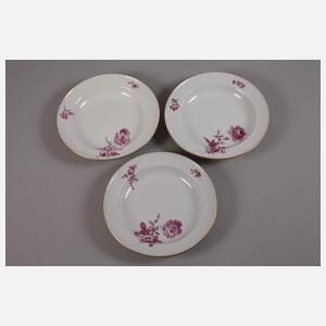 Meissen sechs Suppenteller "Blumen 3 schräg"