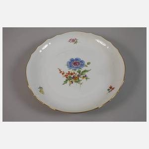 Meissen Tortenplatte und Kuchenteller Blumenmalerei