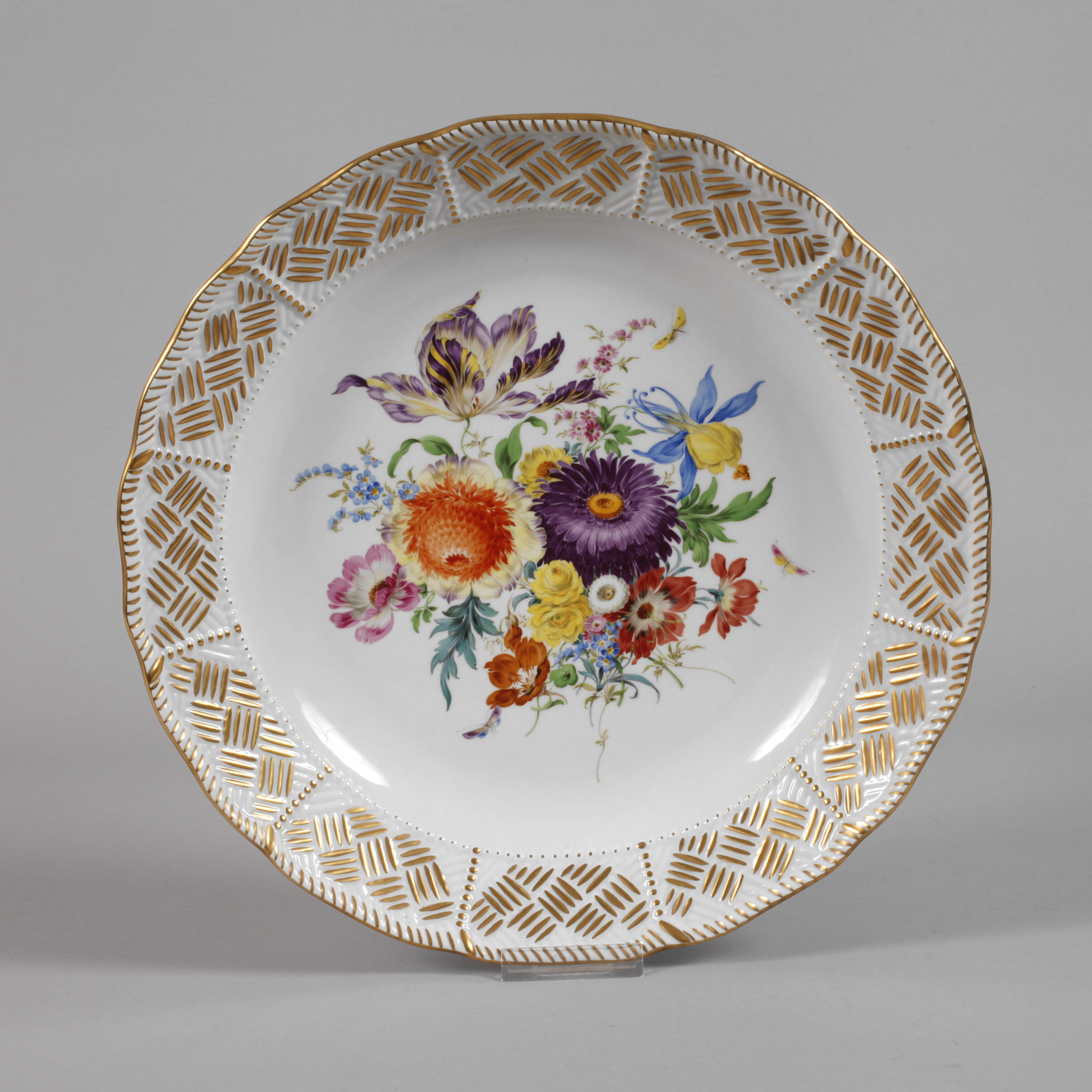 Meissen große Anbietschale Blumenmalerei