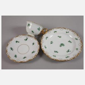 Meissen Gedeck "Gestreute Blümchen, kupfergrün”