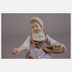 Meissen "Mädchen, Hühner fütternd"