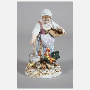 Meissen "Mädchen, Hühner fütternd"