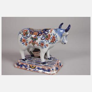 Delfter Fayence Bäuerin mit Kuh