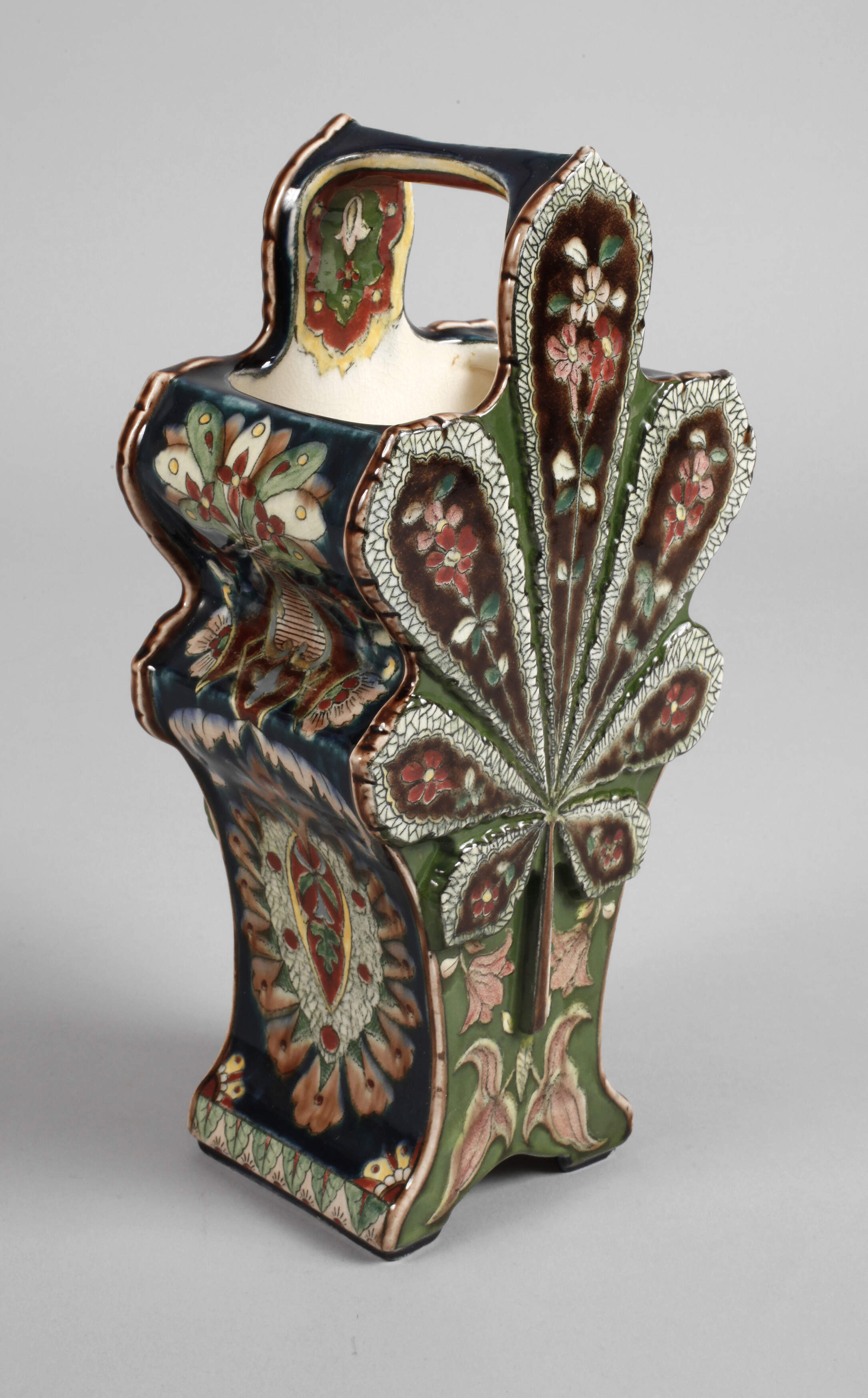Royal Bonn Henkelvase Kastanienblattdekor