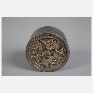 Biedermeier-Pillendose mit Silberbeschlag