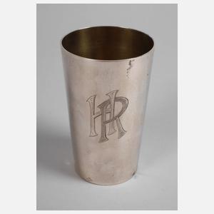Großer Silberbecher mit Monogramm
