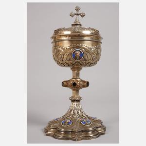 Frankreich großer christlicher Vermeil-Deckelpokal