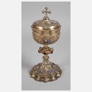 Frankreich großer christlicher Vermeil-Deckelpokal