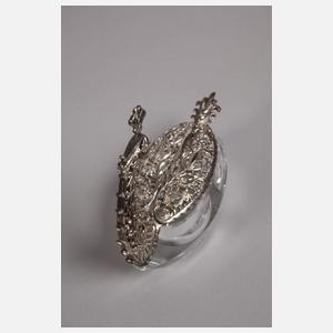 Paar Salieren mit Silbermontierung als Schwäne