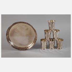 Silbertablett mit Bechern Italien