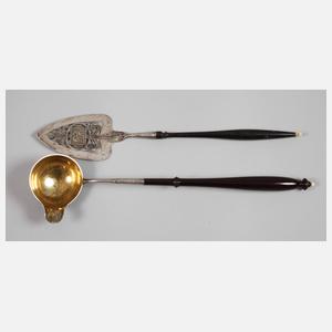 Zwei Biedermeier-Vorlegeteile Silber