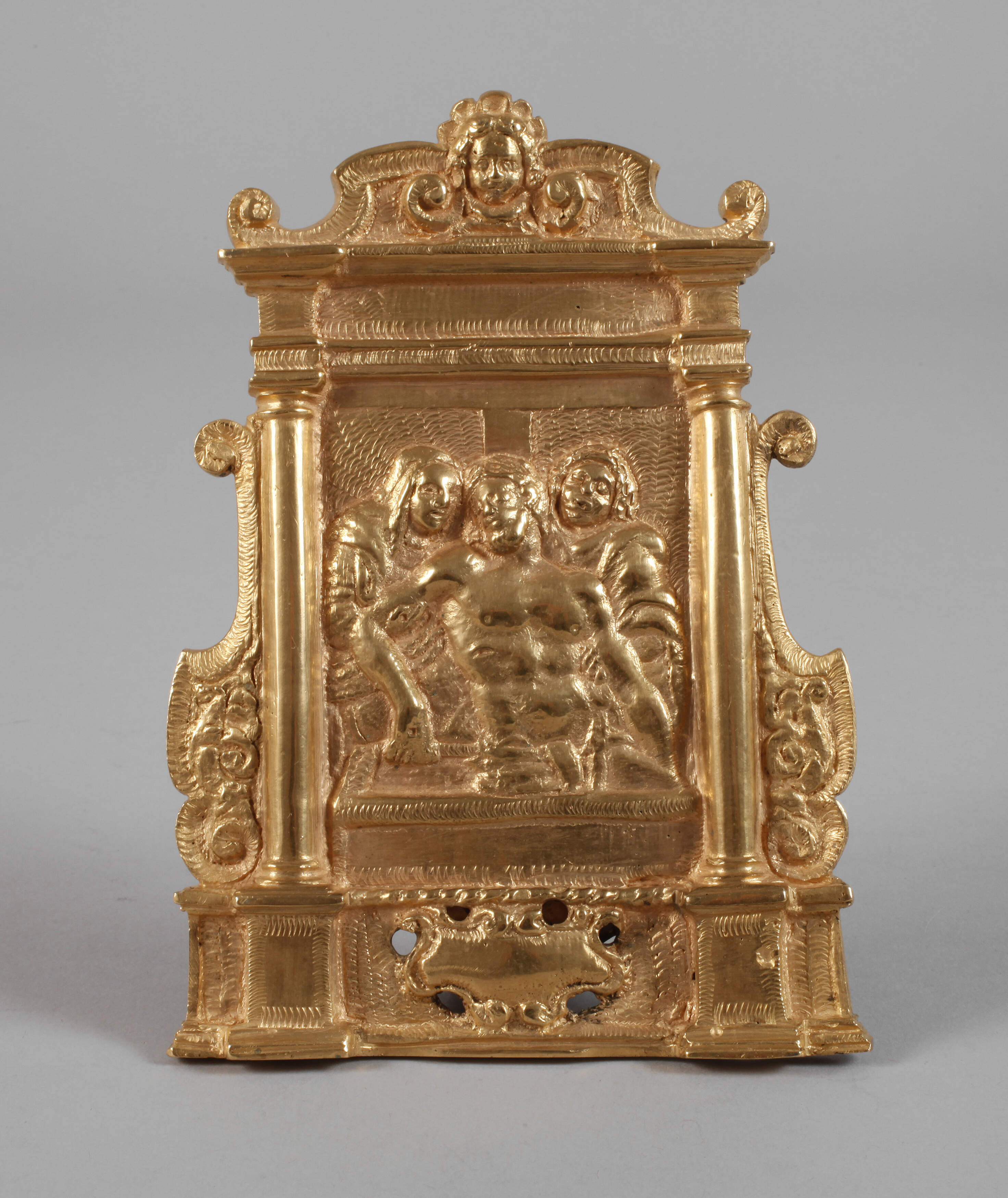 Barockes Bronzerelief feuervergoldet