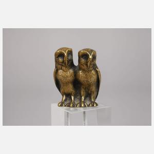 Vier kleine Eulen Bronze