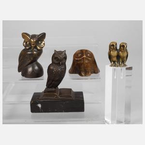 Vier kleine Eulen Bronze