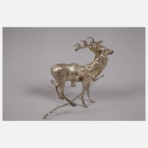 Prachtvoller Silberschlitten mit Hirsch