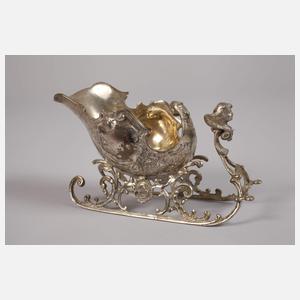 Prachtvoller Silberschlitten mit Hirsch