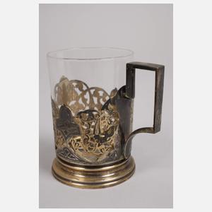 Paar Teegläser Niellotechnik