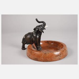 Marmorschale mit Elefantenbronze
