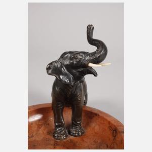 Marmorschale mit Elefantenbronze