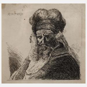 nach Rembrandt van Rijn, Mann mit Pelzmütze