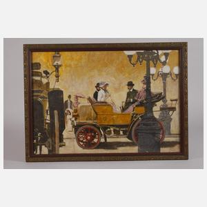 Elegante Gesellschaft mit Motordroschke