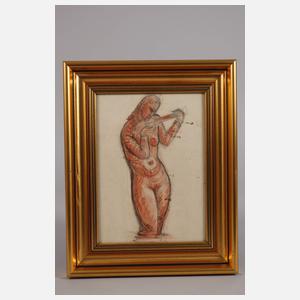 Art déco Damenakt mit Ukulele