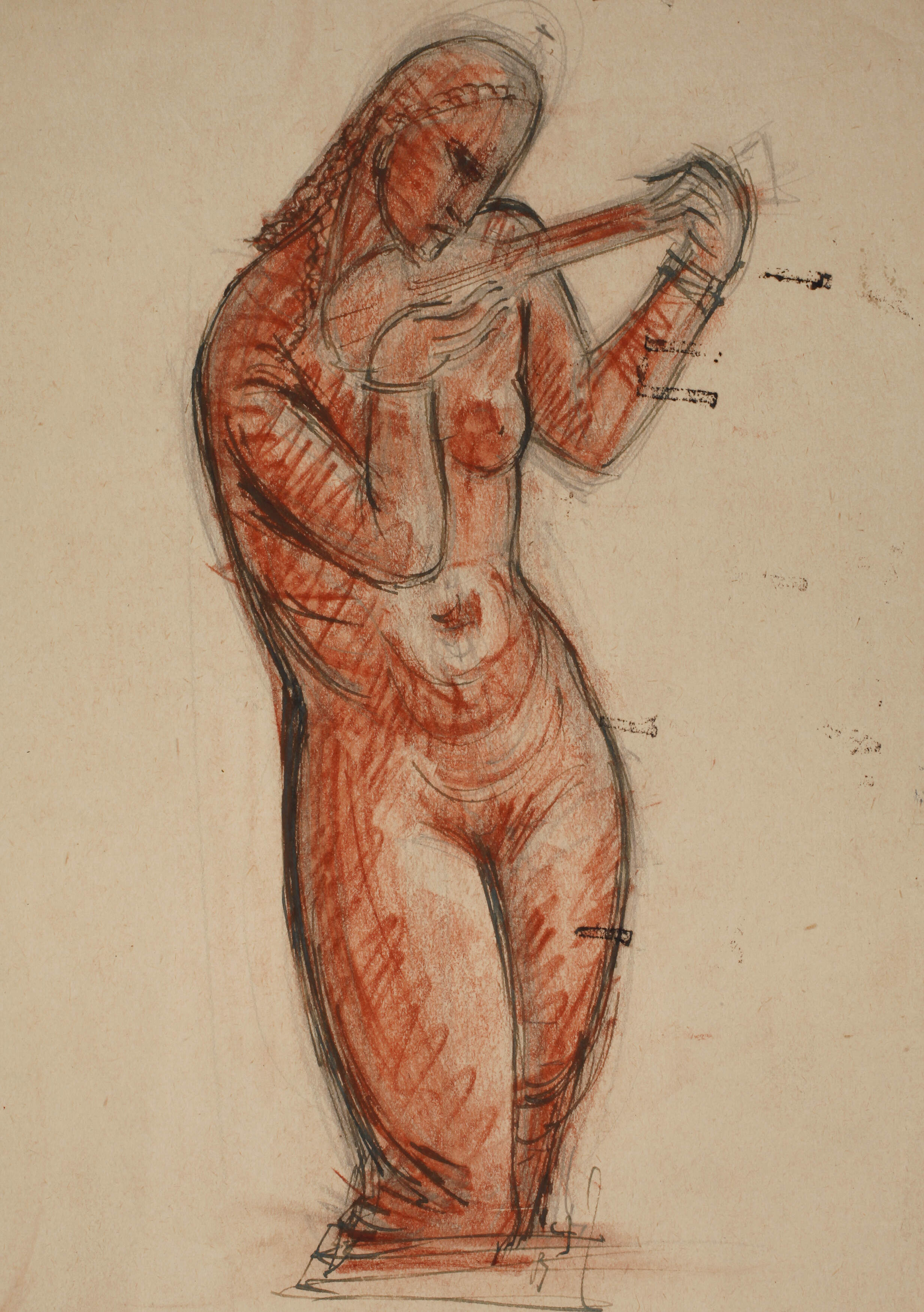 Art déco Damenakt mit Ukulele