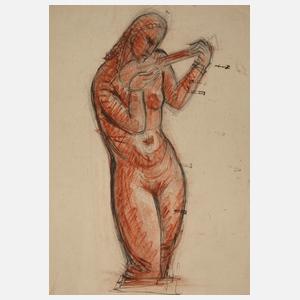 Art déco Damenakt mit Ukulele