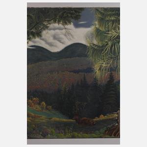 Walther Gasch, "Ruhender Hirsch in Waldeinsamkeit"