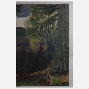 Walther Gasch, "Ruhender Hirsch in Waldeinsamkeit"