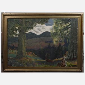 Walther Gasch, "Ruhender Hirsch in Waldeinsamkeit"