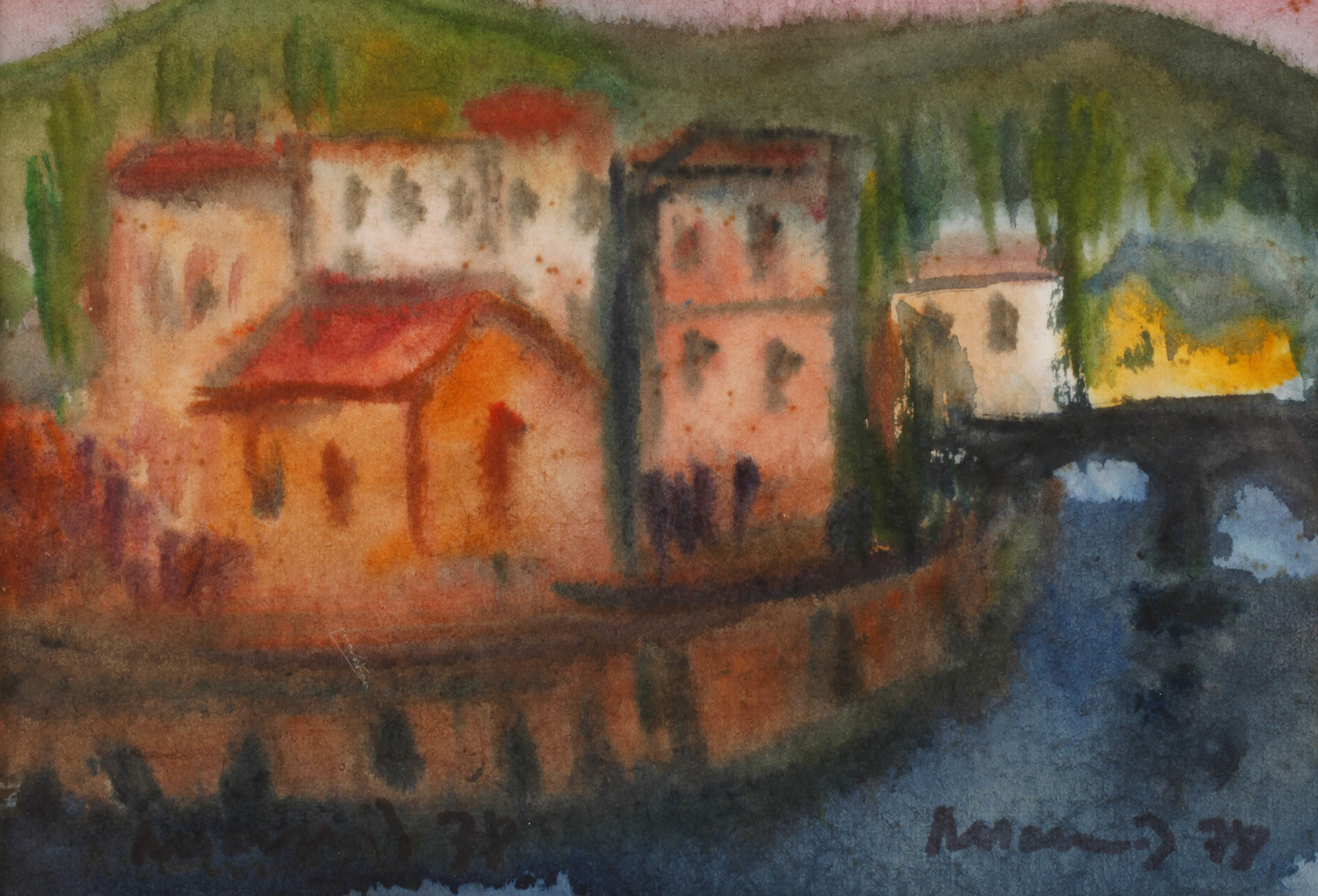 Albert Hennig, "Häuser am Fluss"