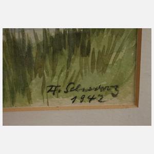 Albert Schwarz, "Bockwa (Motiv a. Oberhohendorf)"