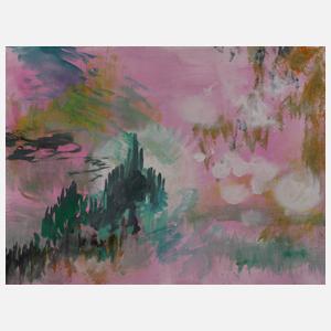 Prof. Heinz Werner, Vegetation vor rosa Grund