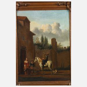 Karel Dujardin, attr., Vor der Schänke