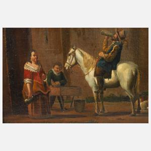 Karel Dujardin, attr., Vor der Schänke