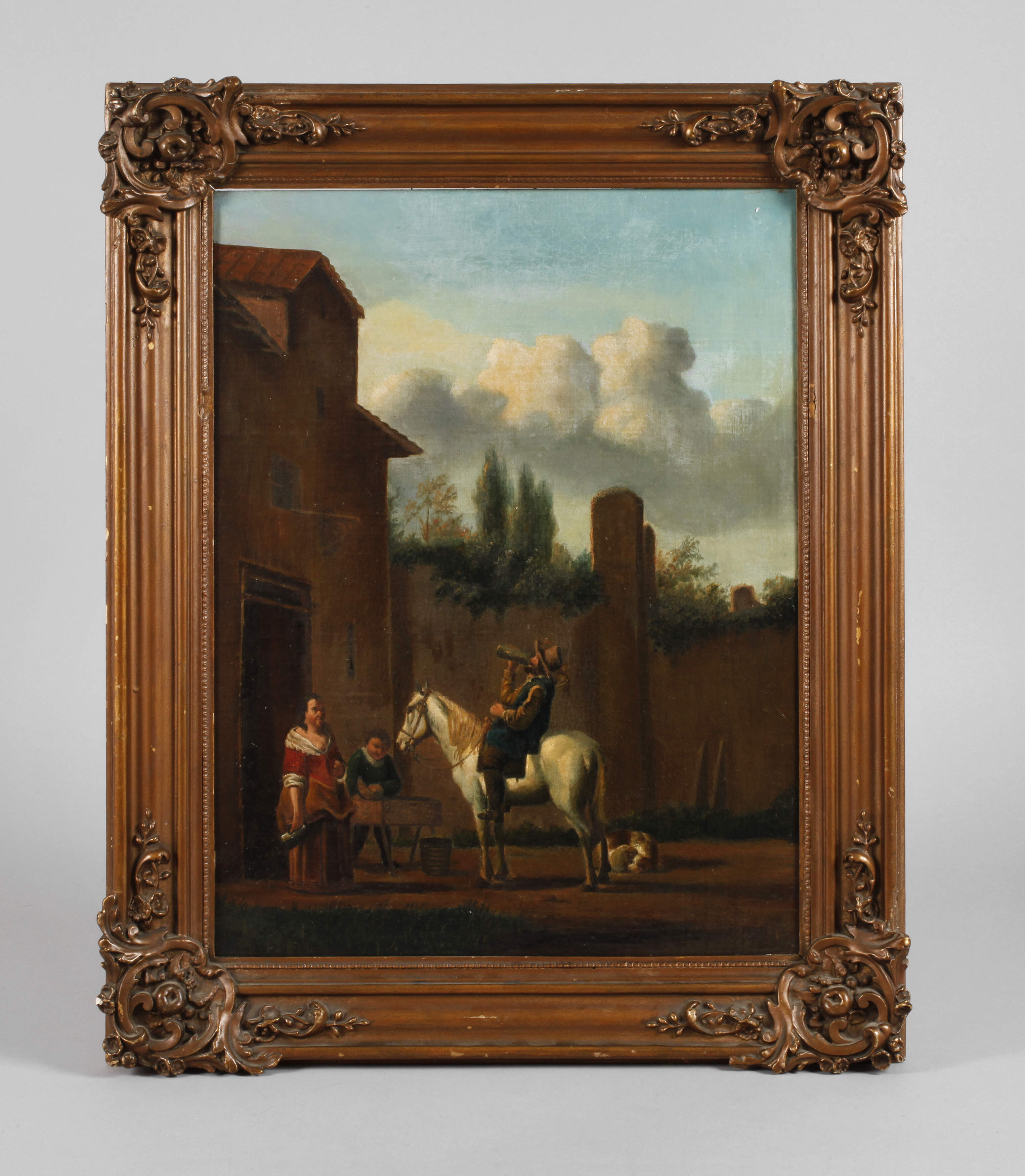 Karel Dujardin, attr., Vor der Schänke