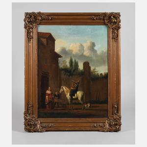 Karel Dujardin, attr., Vor der Schänke