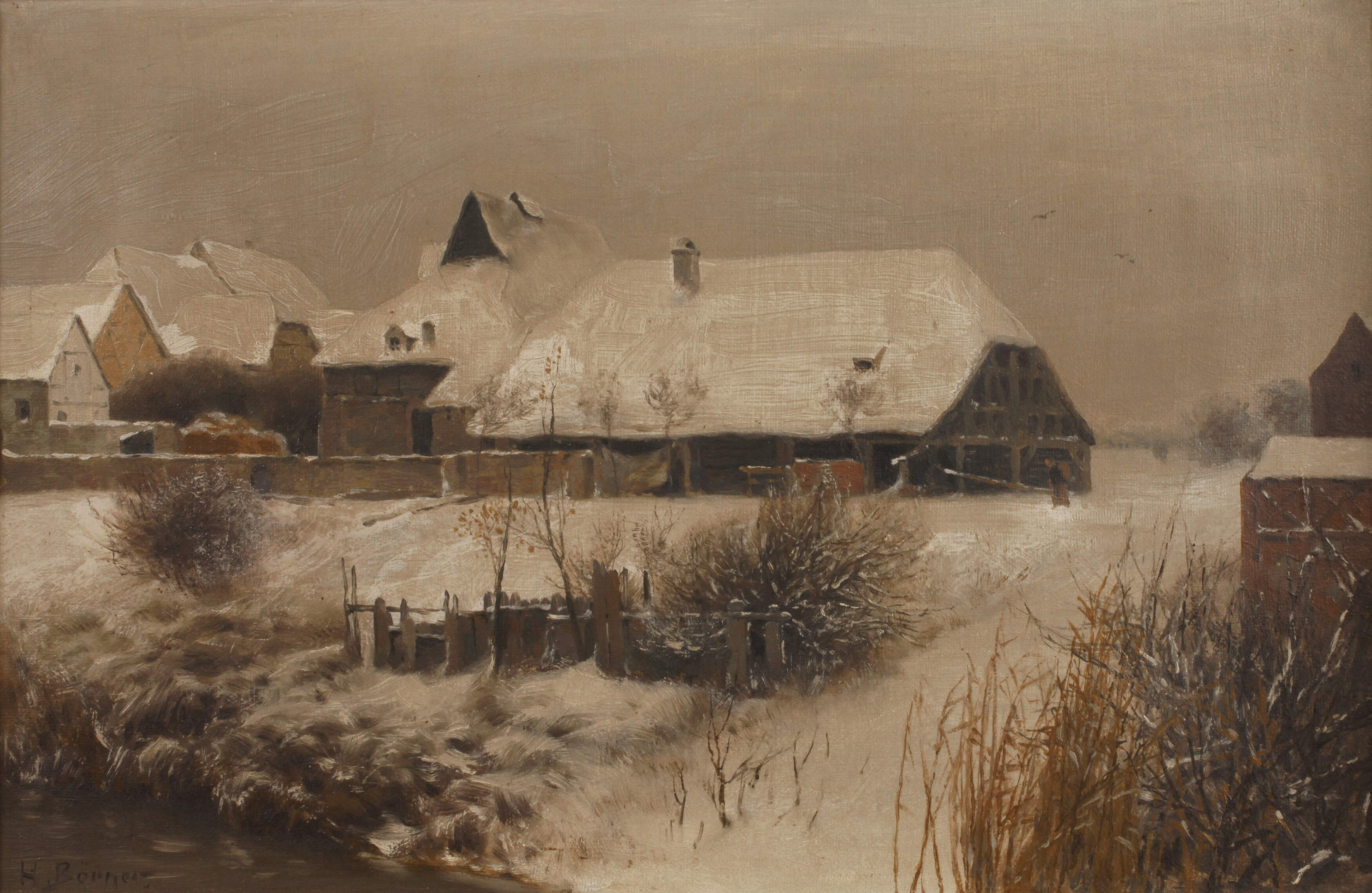 H. Börner, Verschneiter Gutshof