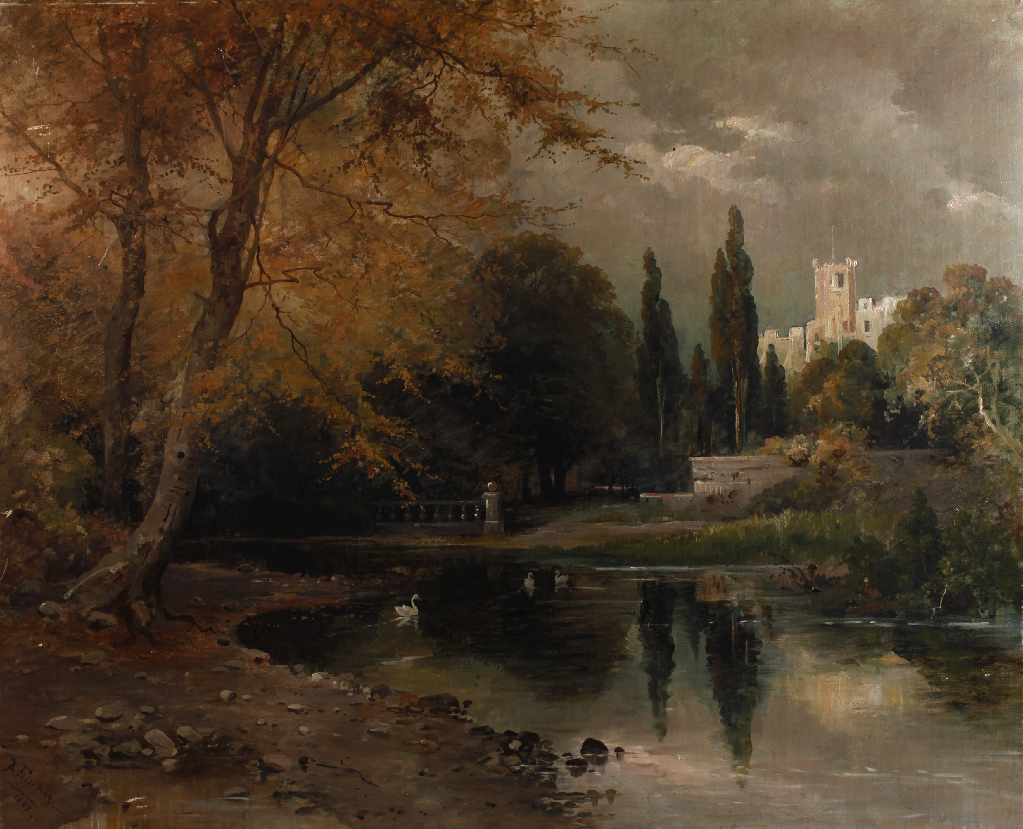 August Flinker, Im Schlosspark