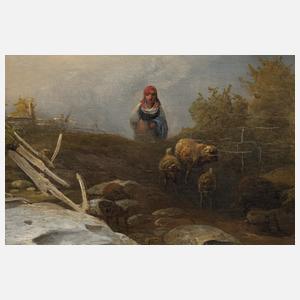 Friedrich Gauermann, attr., Hirtin im Gebirge
