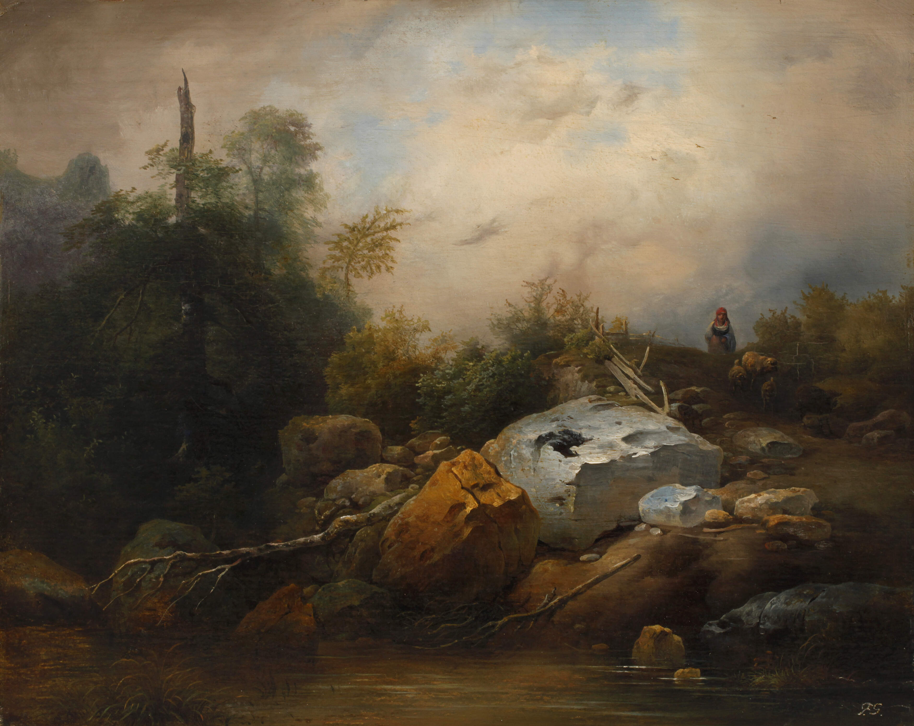 Friedrich Gauermann, attr., Hirtin im Gebirge