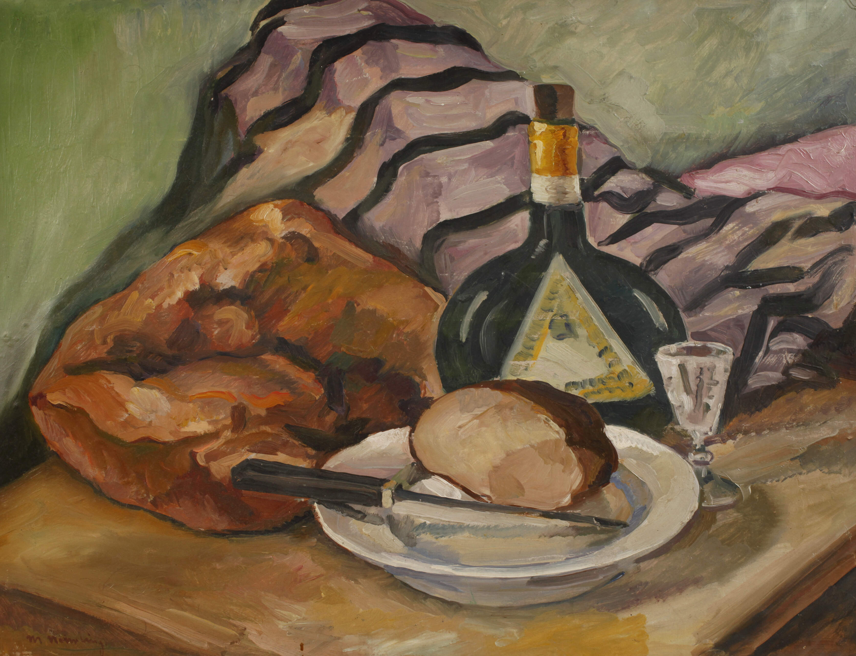 Max Nehrling, Stillleben mit Brot und Wein