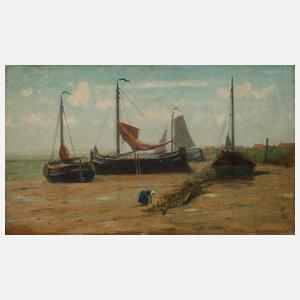 Leon Valckenaere, Segelboote am Strand