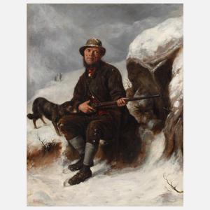 Jäger in Winterlandschaft