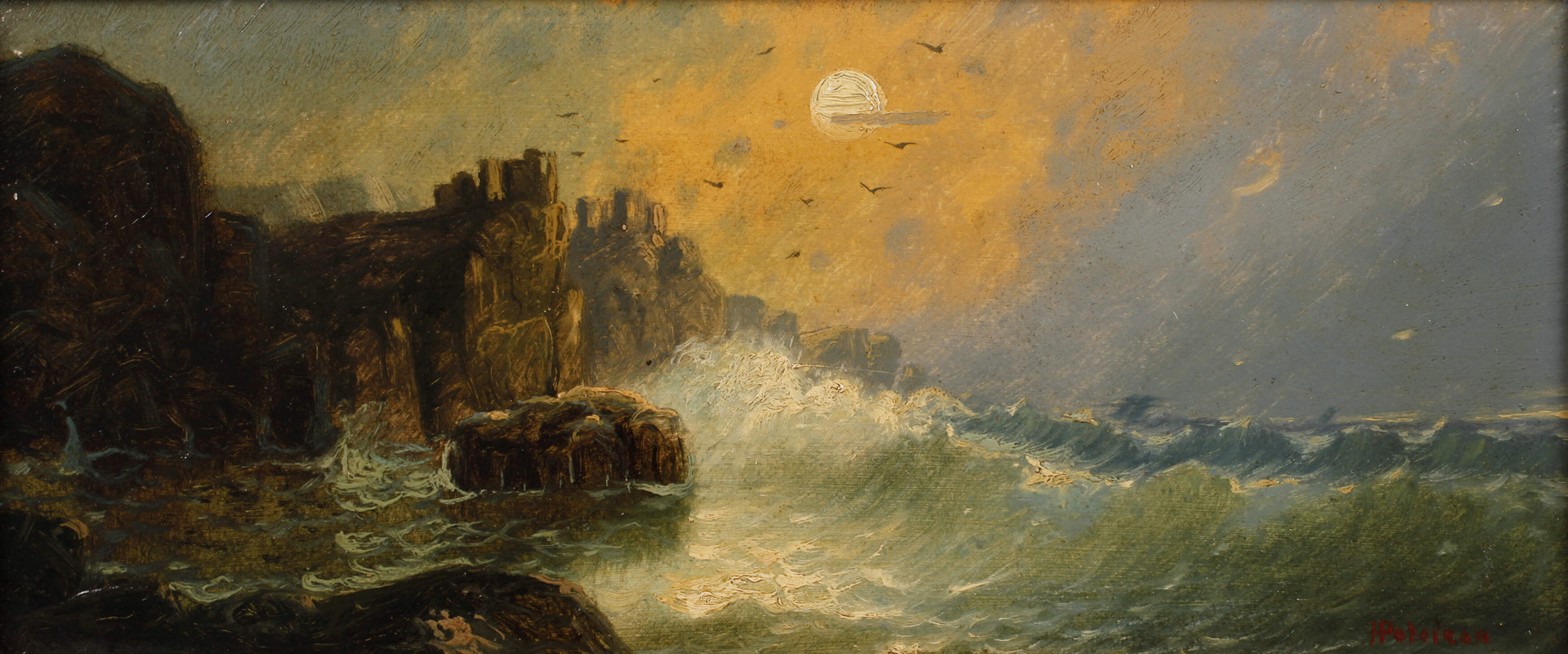H. Petersen, Meeresbrandung im Mondenschein