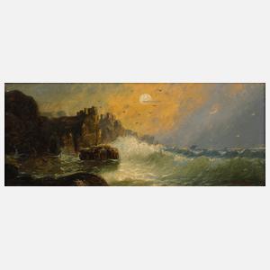 H. Petersen, Meeresbrandung im Mondenschein