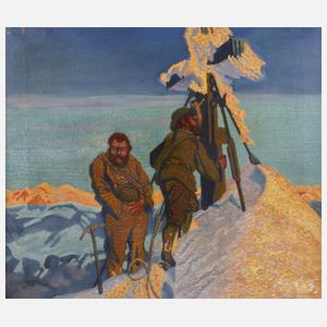 "Zwei Bergführer beim Morgengebet am Großglockner"