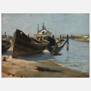E. Devries, Boote im Hafen