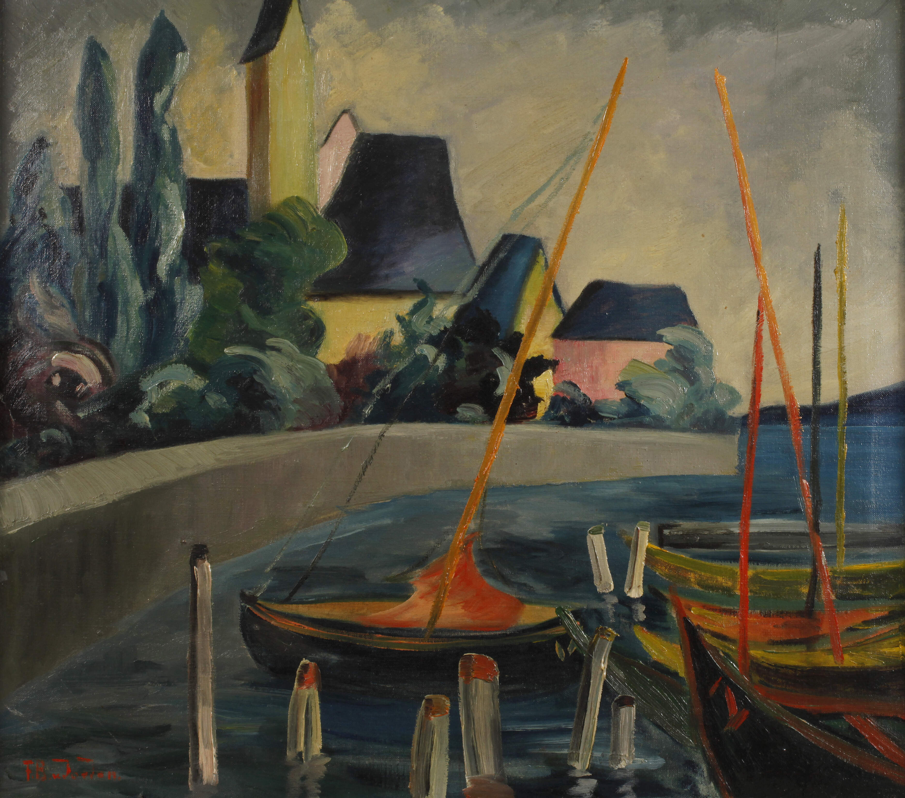 F. B. v. Jordan, Segelboote am Hafen